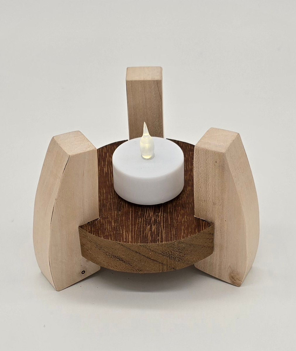 Teak Candle Holder