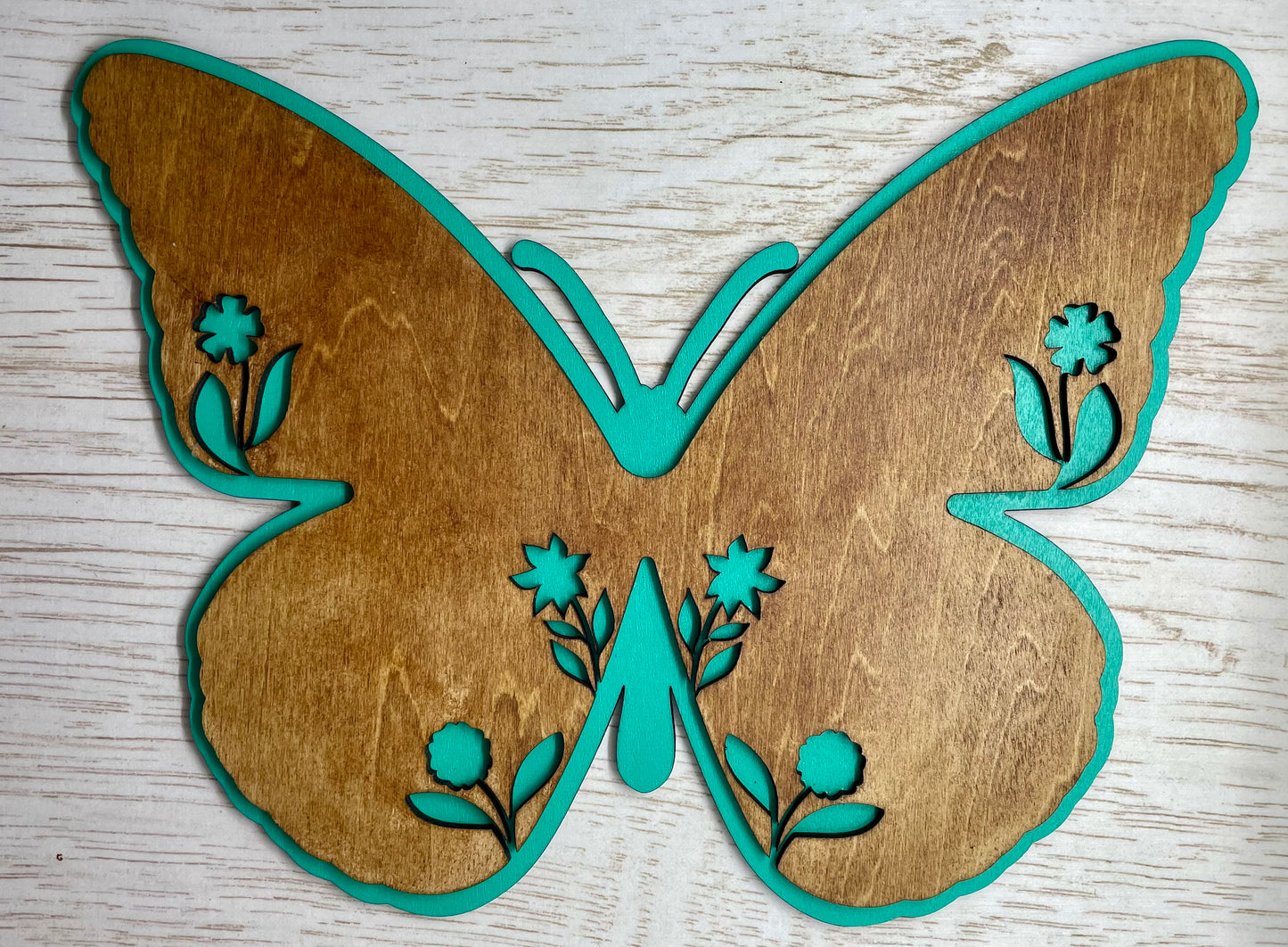 Wooden Layered Butterfly Decoration (Painted)