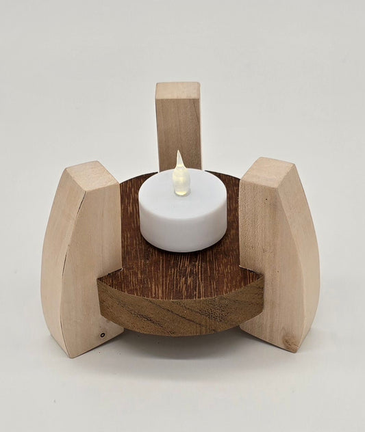 Teak Candle Holder