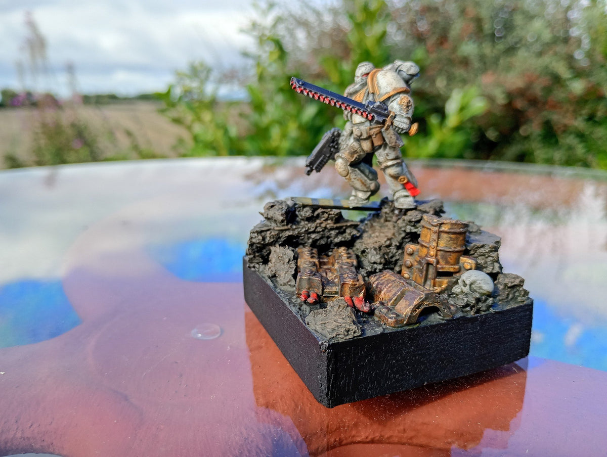 Hand painted, futuristic Space Marine figure