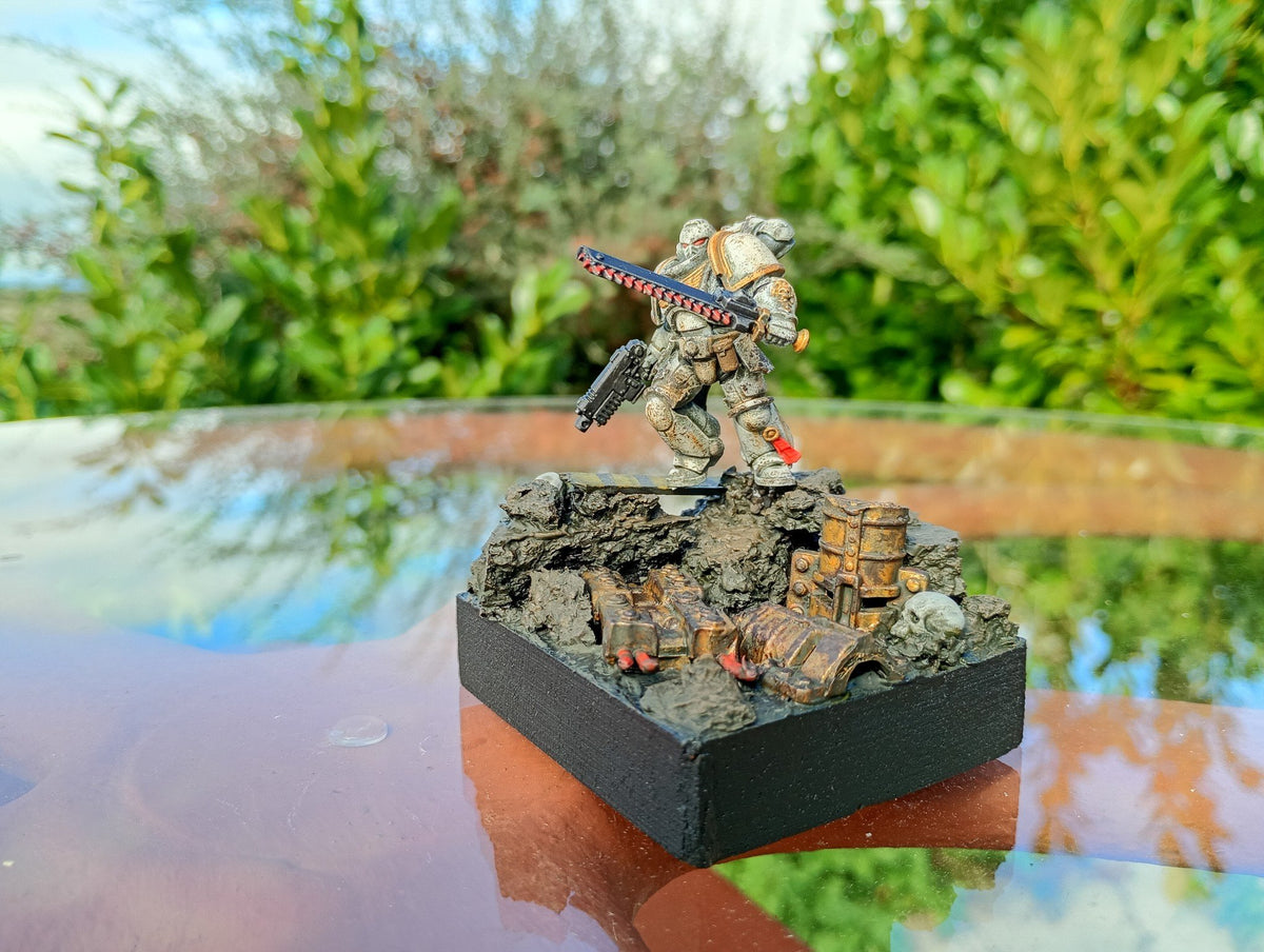 Hand painted, futuristic Space Marine figure
