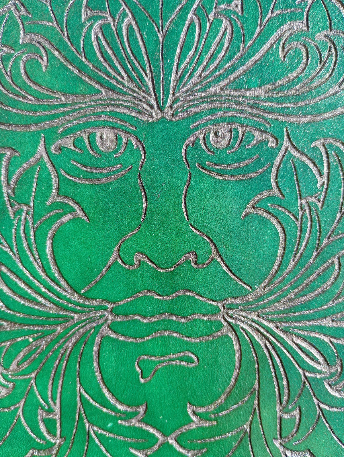 "Greenman" embossed leather plain paper folio