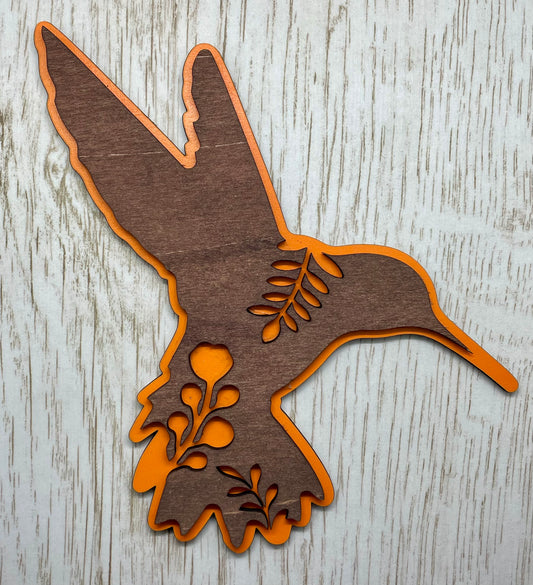 Wooden Layered Hummingbird (Orange)
