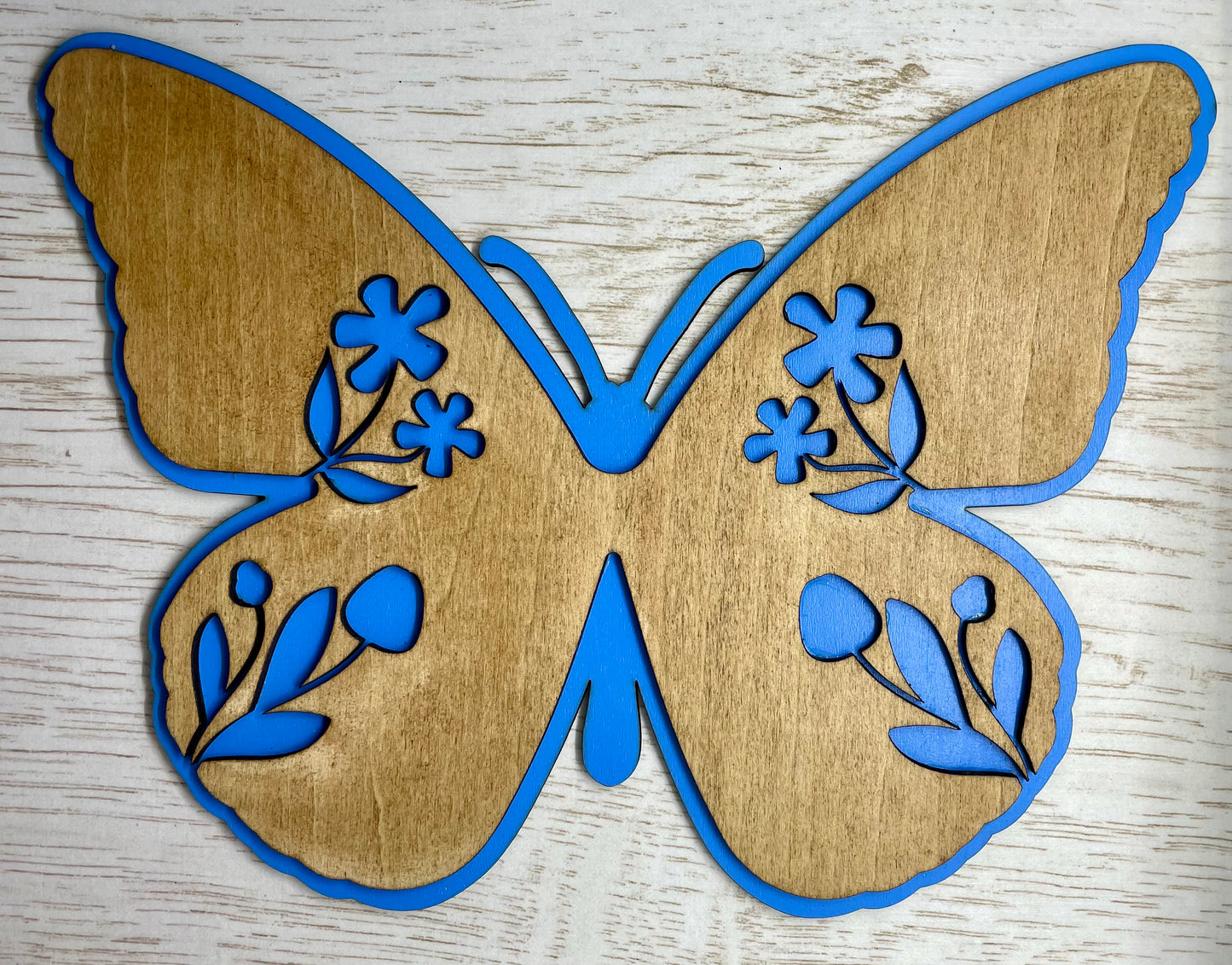 Wooden Layered Butterfly Decoration (Painted)