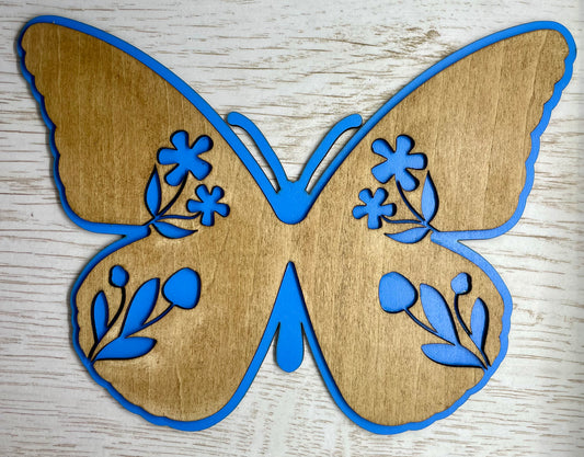 Wooden Layered Butterfly Decoration (Painted)