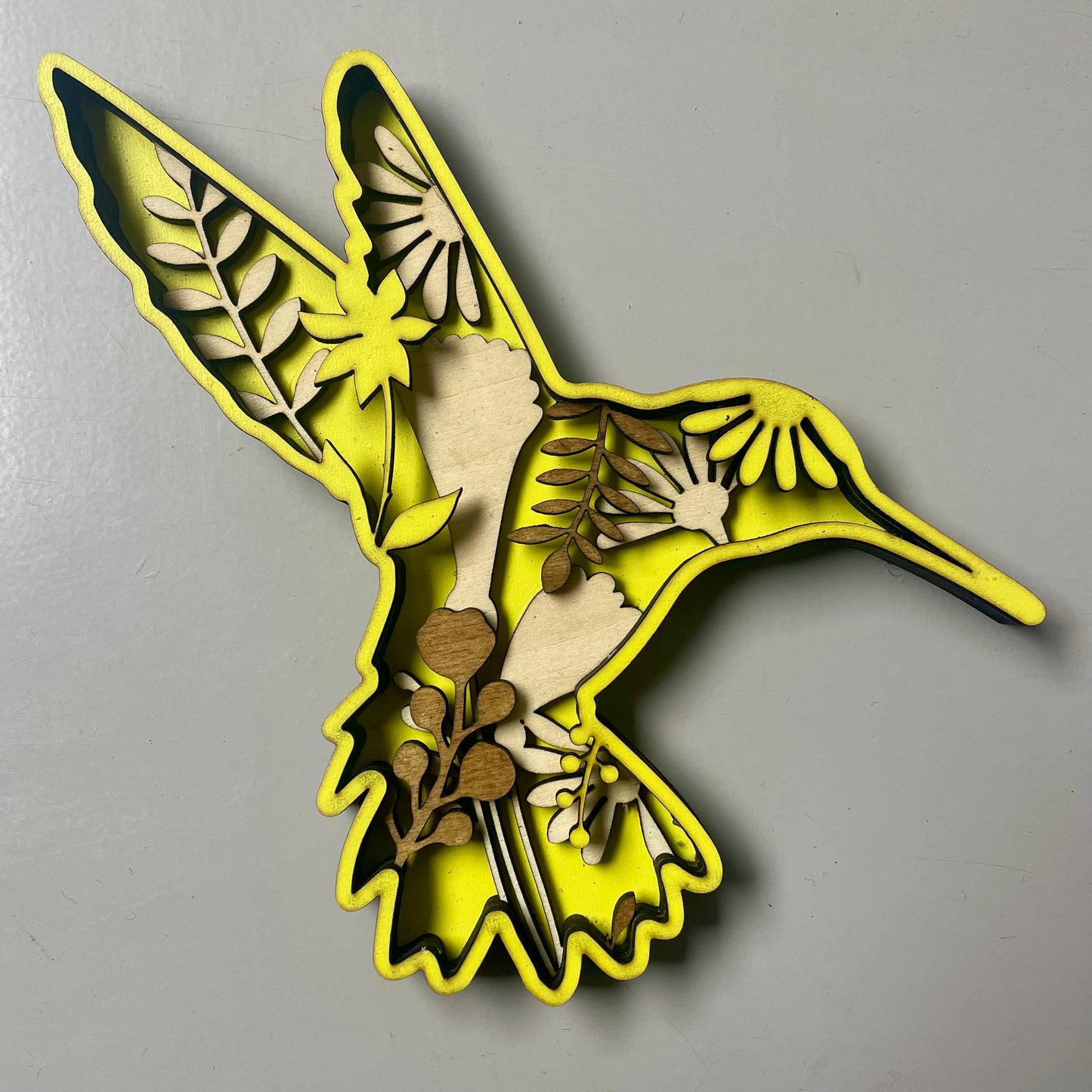 Wooden Layered Hummingbird (Yellow)