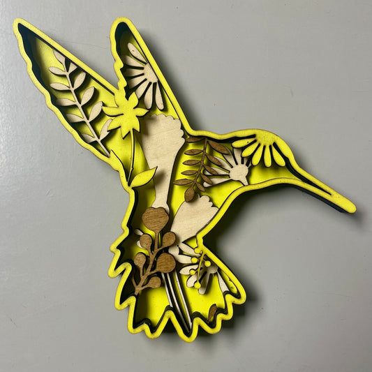 Wooden Layered Hummingbird (Yellow)
