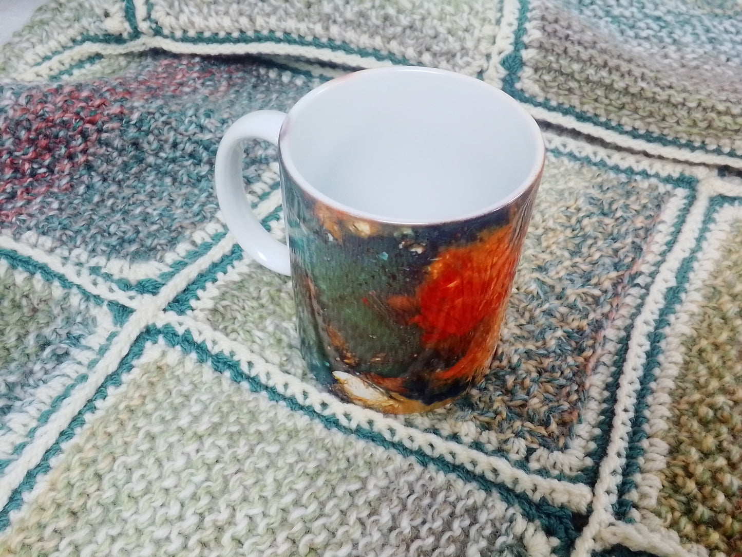 Mug: abstract orange and green